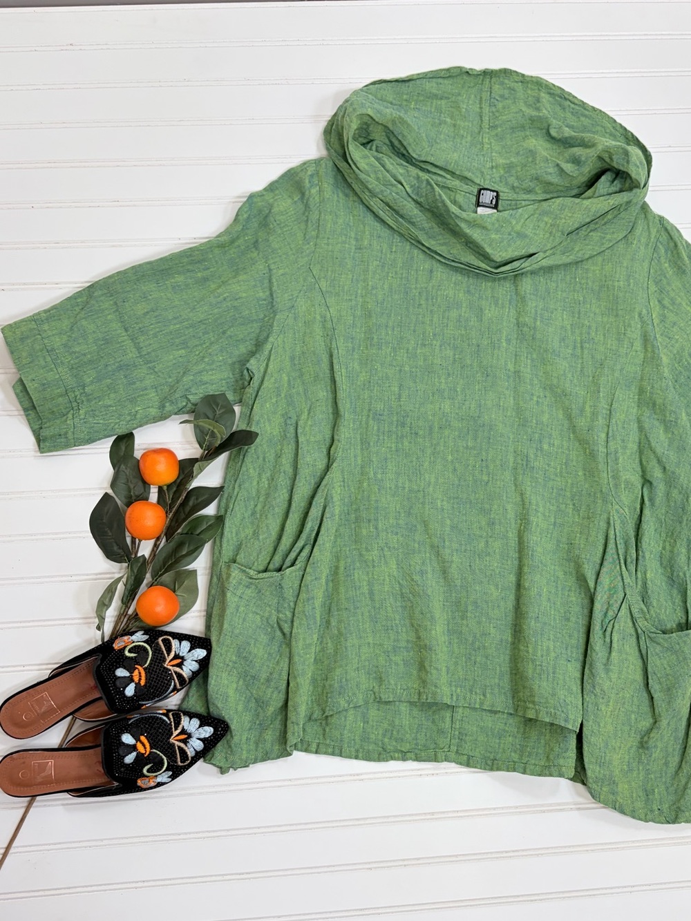 GUMP’S San Francisco Linen Lagenlook Cowl Tunic Top